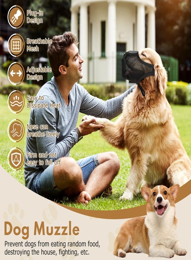 VINGVO كمامة شبكية للكلاب لمنع النباح، كمامة ناعمة تغطي فم الكلب لمنع العض والمضغ والبحث عن الطعام، قابلة للتهوية للكلاب الصغيرة والمتوسطة والكبيرة لتدريب الحيوانات الأليفة العدوانية (أسود، مقاس كبير) - Image 4